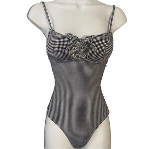 Melissa Oderbash Gingham One Piece Swimsuit - Classic Twee B & W - Sz 2